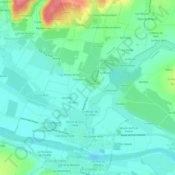 Mappa topografica Montet, altitudine, rilievo