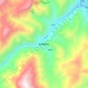 Mappa topografica 蟹螺藏族乡, altitudine, rilievo