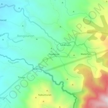 Mappa topografica Pandanon, altitudine, rilievo