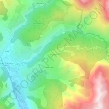Mappa topografica Villard Haut, altitudine, rilievo