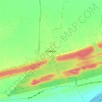 Mappa topografica Churhat, altitudine, rilievo
