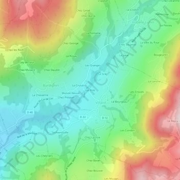 Mappa topografica Les Prés, altitudine, rilievo