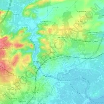 Mappa topografica Marlin, altitudine, rilievo