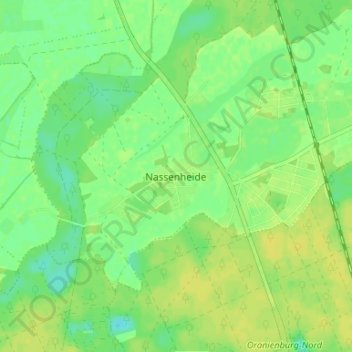 Mappa topografica Nassenheide, altitudine, rilievo