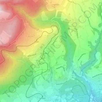 Mappa topografica Le Muids, altitudine, rilievo