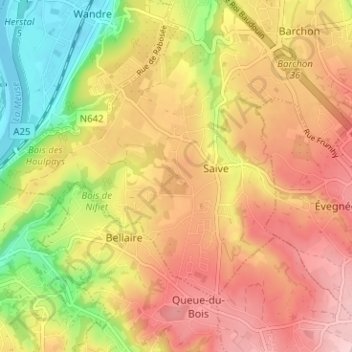 Mappa topografica Cahorday, altitudine, rilievo