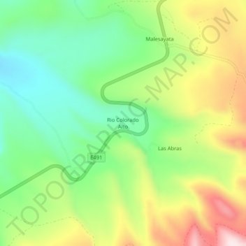 Mappa topografica Rio Colorado Alto, altitudine, rilievo