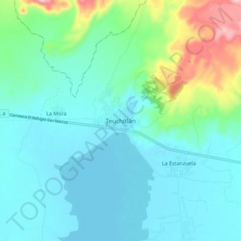 Mappa topografica Teuchitlán, altitudine, rilievo