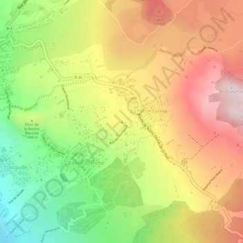 Mappa topografica Piton Goyave, altitudine, rilievo