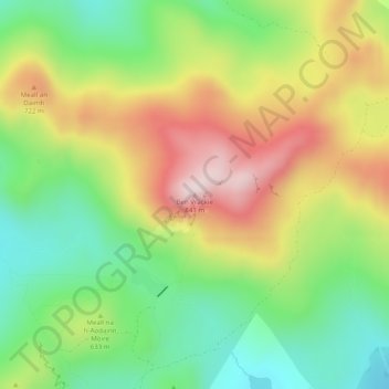 Mappa topografica Ben Vrackie, altitudine, rilievo