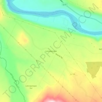 Mappa topografica Loncopangue, altitudine, rilievo