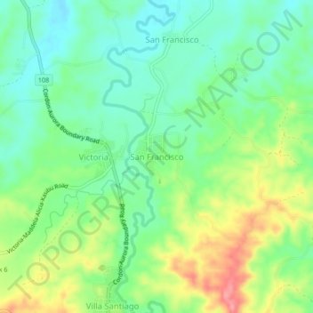 Mappa topografica San Francisco, altitudine, rilievo