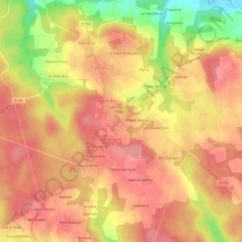 Mappa topografica Lann er Vein, altitudine, rilievo