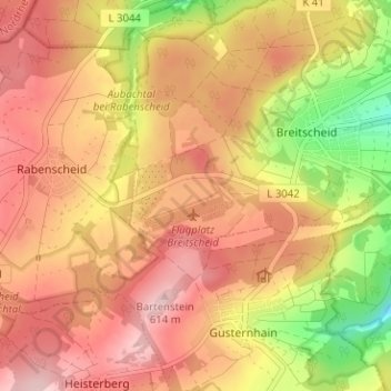 Mappa topografica Auf der Hub, altitudine, rilievo