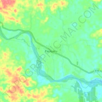 Mappa topografica Pacayacu, altitudine, rilievo