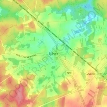 Mappa topografica Bièvre, altitudine, rilievo