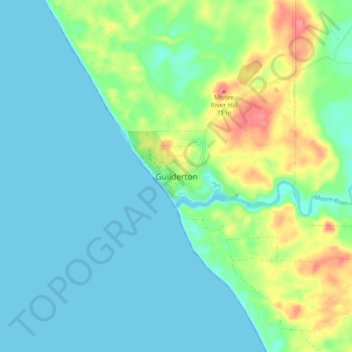 Mappa topografica Guilderton, altitudine, rilievo