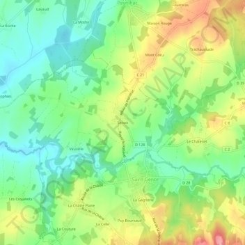 Mappa topografica Senon, altitudine, rilievo