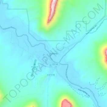 Mappa topografica Gateway, altitudine, rilievo
