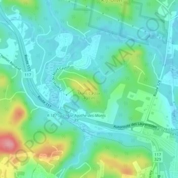 Mappa topografica Mont Castor, altitudine, rilievo