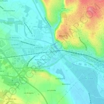 Mappa topografica Le Faubourg, altitudine, rilievo