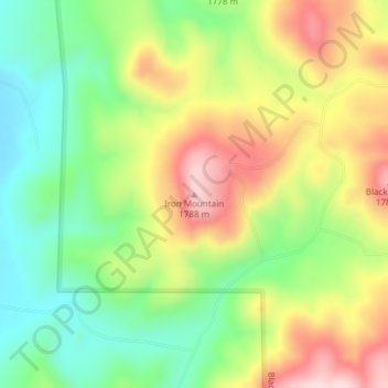Mappa topografica Iron Mountain, altitudine, rilievo