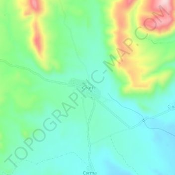 Mappa topografica Ocuri, altitudine, rilievo