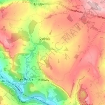 Mappa topografica Lea, altitudine, rilievo