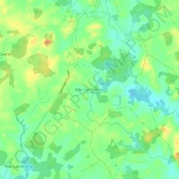 Mappa topografica Vda. Los Cedros, altitudine, rilievo