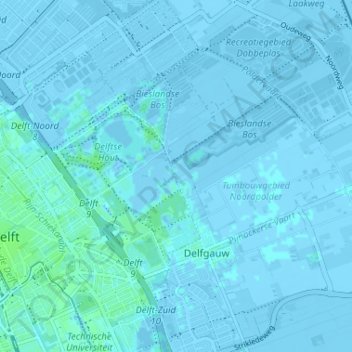 Mappa topografica Klein Delfgauw, altitudine, rilievo