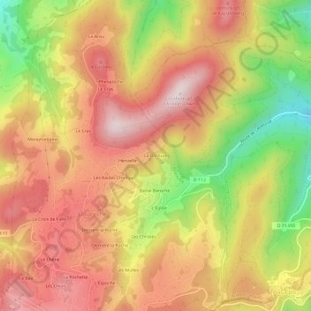 Mappa topografica La Rochure, altitudine, rilievo