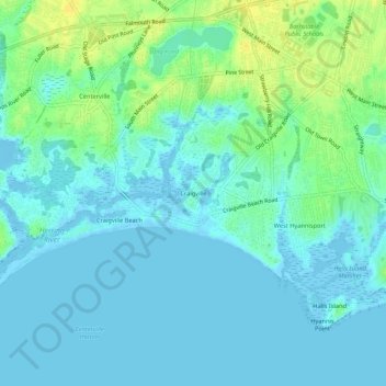 Mappa topografica Craigville, altitudine, rilievo