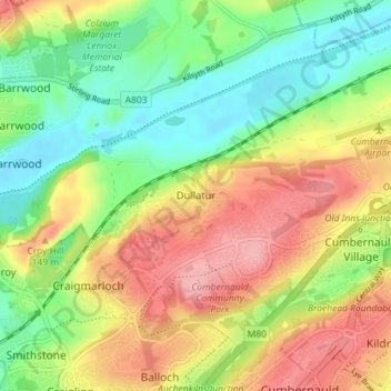 Mappa topografica Dullatur, altitudine, rilievo
