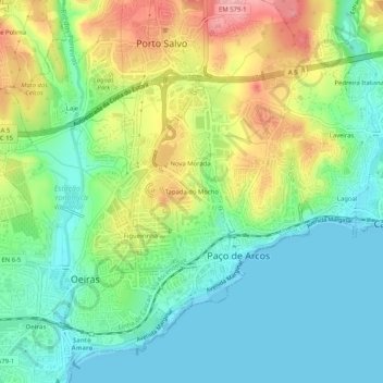 Mappa topografica Tapada do Mocho, altitudine, rilievo