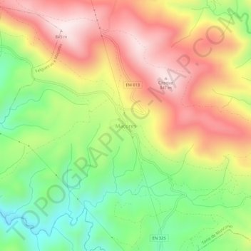 Mappa topografica Maçores, altitudine, rilievo