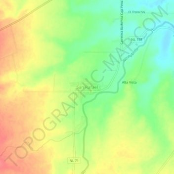 Mappa topografica San Rafael, altitudine, rilievo