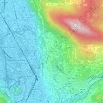 Mappa topografica Martignano, altitudine, rilievo