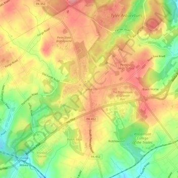 Mappa topografica Lima, altitudine, rilievo