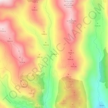 Mappa topografica El Xaral, altitudine, rilievo