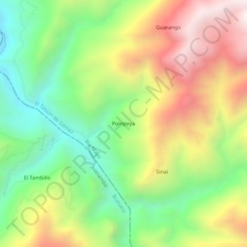 Mappa topografica Pompeya, altitudine, rilievo