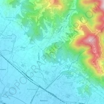 Mappa topografica Nicola, altitudine, rilievo