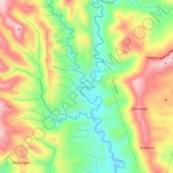 Mappa topografica Pangyan, altitudine, rilievo