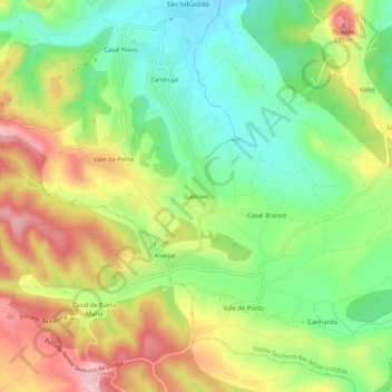 Mappa topografica Gabrieis, altitudine, rilievo