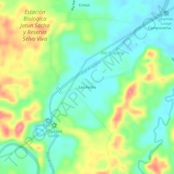 Mappa topografica San Pedro, altitudine, rilievo