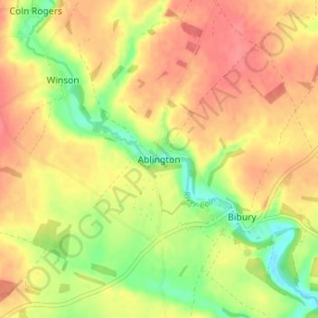 Mappa topografica Ablington, altitudine, rilievo