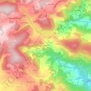 Mappa topografica Le Servet, altitudine, rilievo
