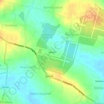 Mappa topografica Haralur, altitudine, rilievo