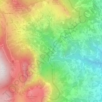 Mappa topografica Traino, altitudine, rilievo