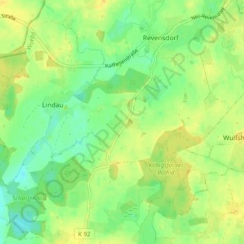 Mappa topografica Ruckforde, altitudine, rilievo