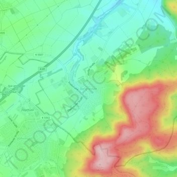 Mappa topografica Bergfelden, altitudine, rilievo